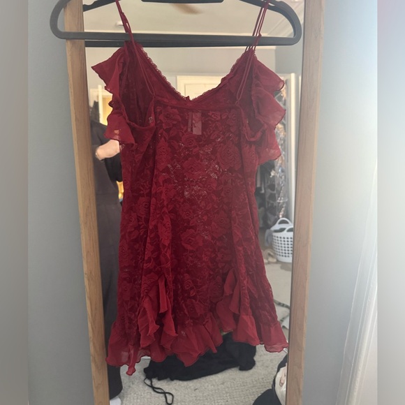 Urban Outfitters Dresses & Skirts - Out from under rouge sheer lace mini dress
